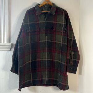 VINTAGE plaid pullover shirt jacket